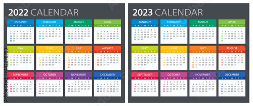 2022, 2023 Calendar - illustration. Template. Mock up
