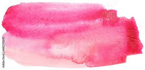 Red pink watercolor stain on white background isolated element. Hand drawn