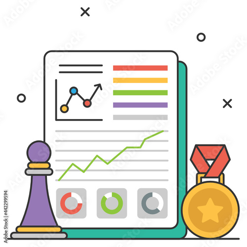 strategic performance Award Concept, growth appraisal Medal  Vector Icon Design, Business Strategy Symbol, Marketing plan Sign, administration and operational management Stock illustration