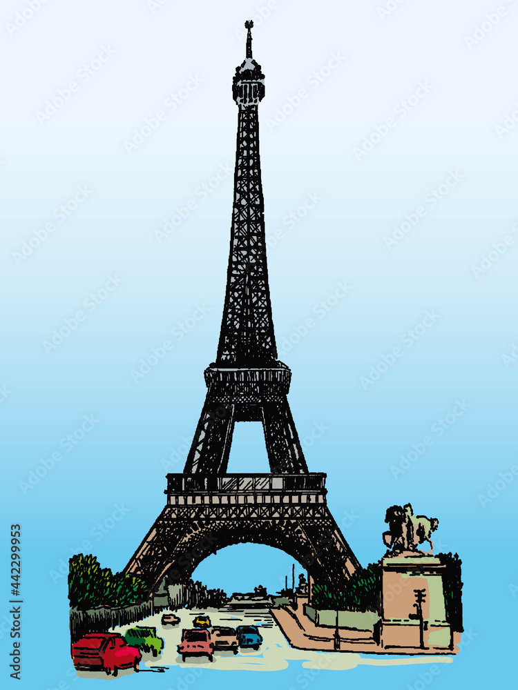Obraz premium Vector famous monuments of architecture from around the world. France color