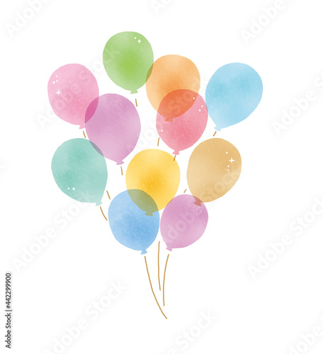水彩タッチのシンプルでかわいい風船のイラストレーション
