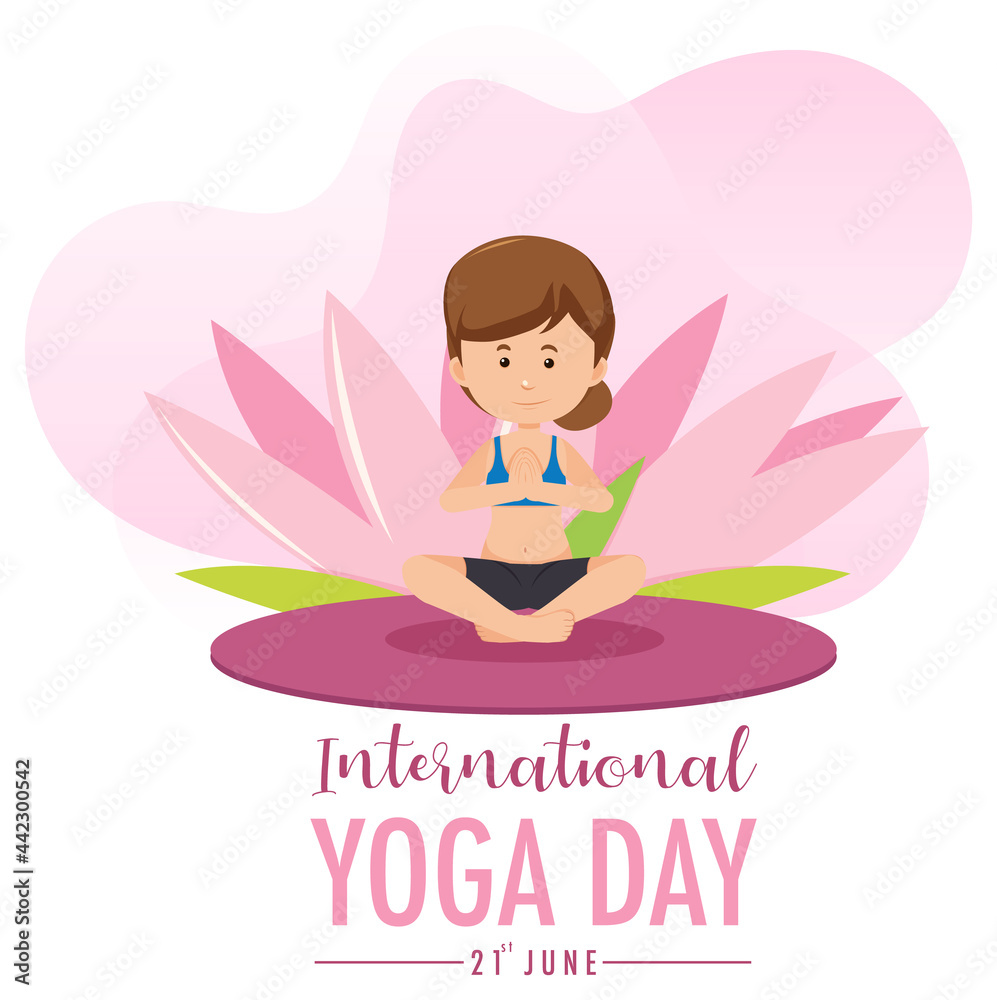 International day of Yoga banner with woman doing yoga pose International day of Yoga banner with woman doing yoga pose