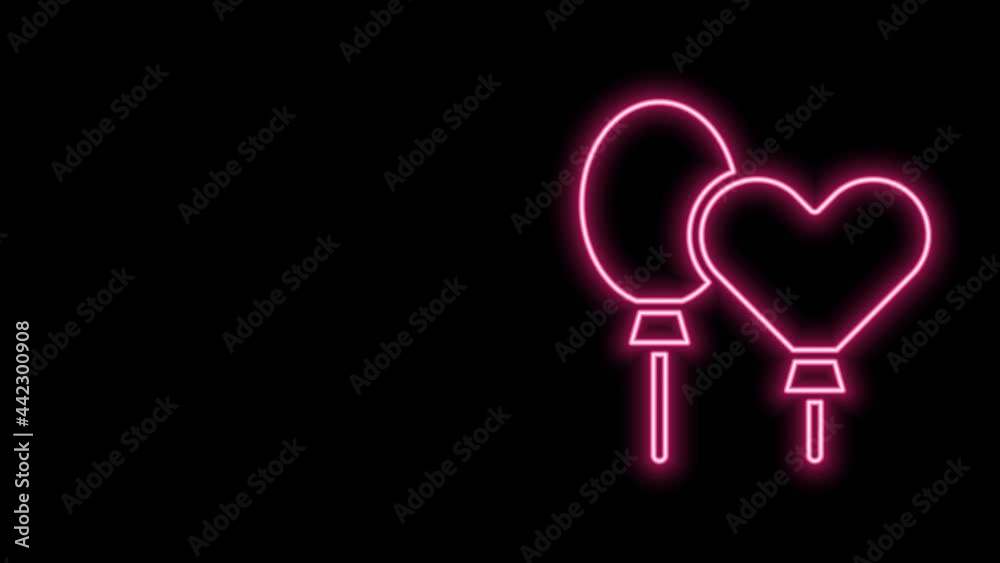 Glowing neon line Balloons with ribbon icon isolated on black background. 4K Video motion graphic animation Glowing neon line Balloons with ribbon icon isolated on black background. 4K Video motion graphic animation