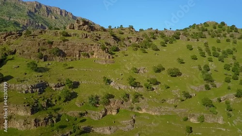 aerial footage of  Geli Ali Beg Waterfall in Erbil, Kurdistan, Iraq photo