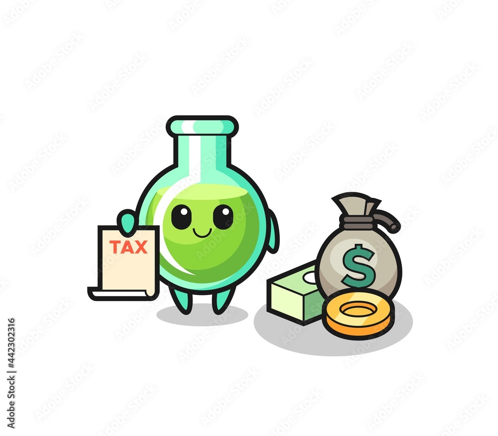 Character cartoon of lab beakers as a accountant