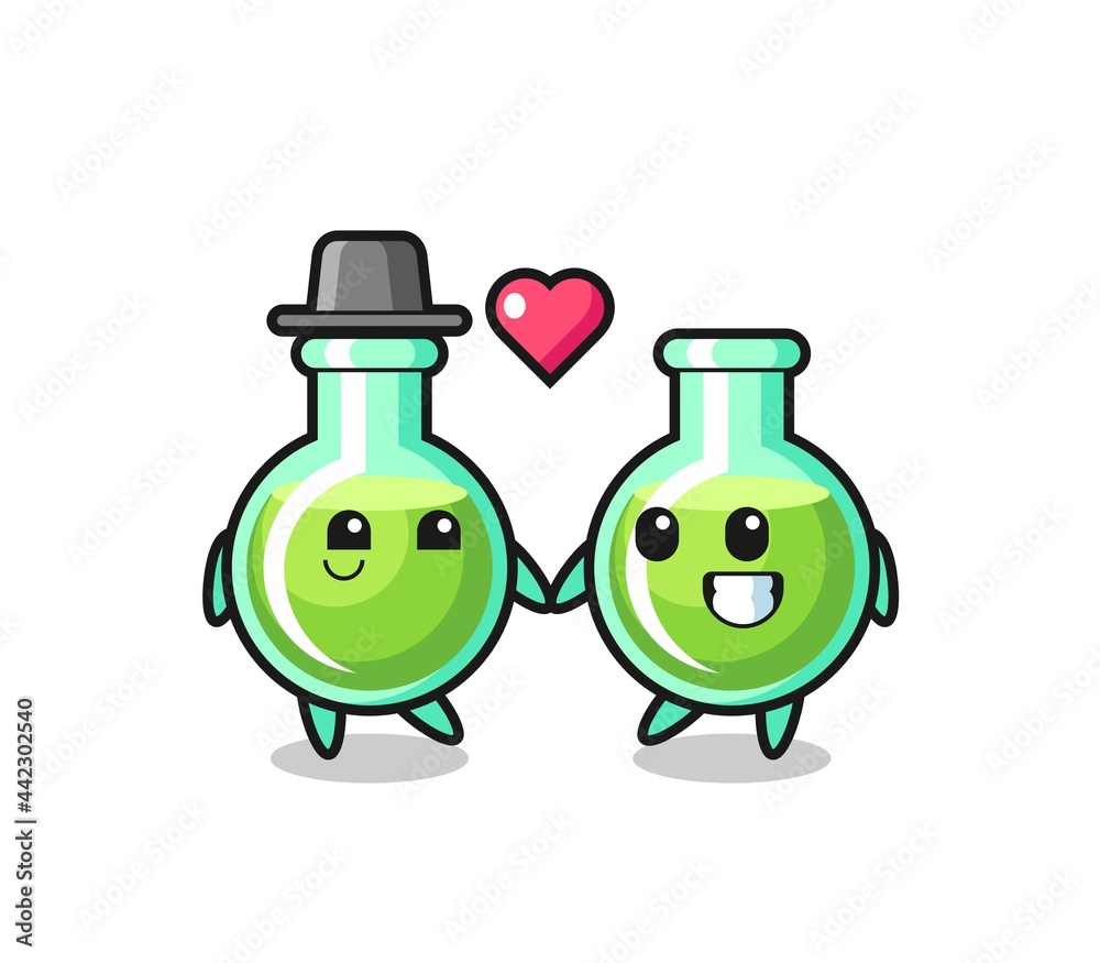 lab beakers cartoon character couple with fall in love gesture lab beakers cartoon character couple with fall in love gesture