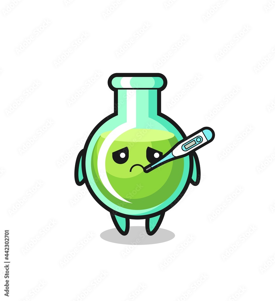 Fototapeta premium lab beakers mascot character with fever condition
