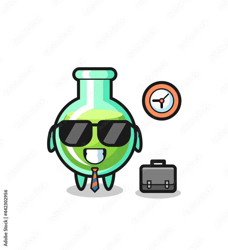 Cartoon mascot of lab beakers as a businessman Cartoon mascot of lab beakers as a businessman