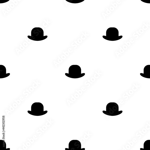 Seamless pattern with bowler hats on white background. Gentleman simple ornament.