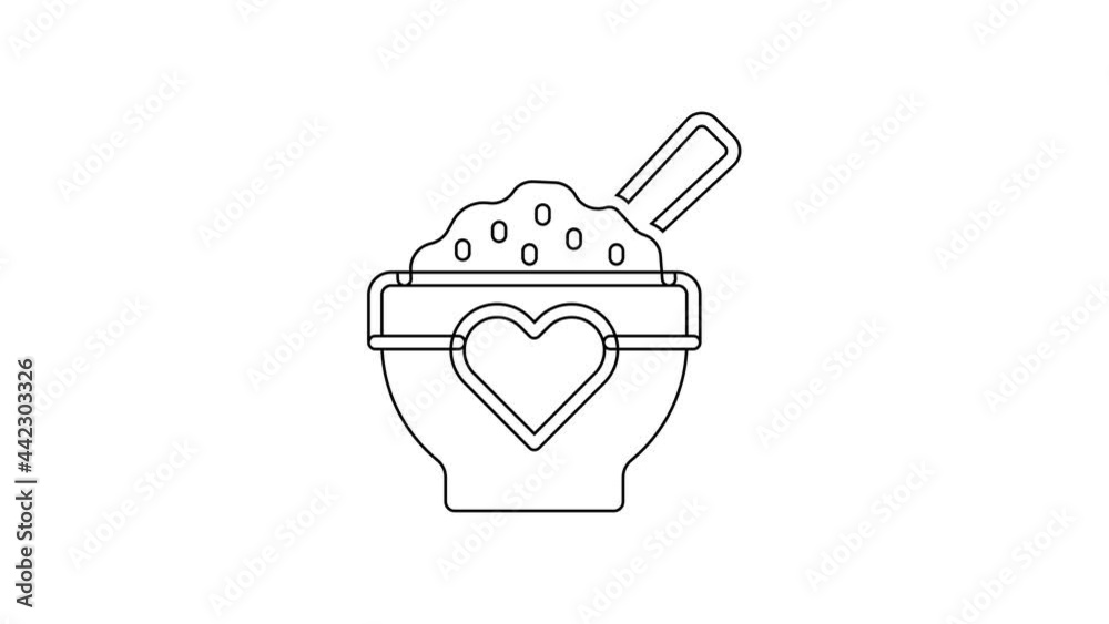 Black line Donation food icon isolated on white background. 4K Video motion graphic animation Black line Donation food icon isolated on white background. 4K Video motion graphic animation