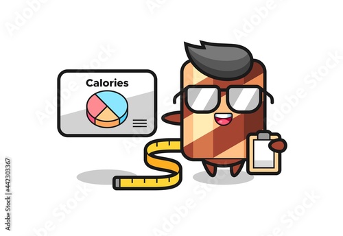 Illustration of wafer roll mascot as a dietitian