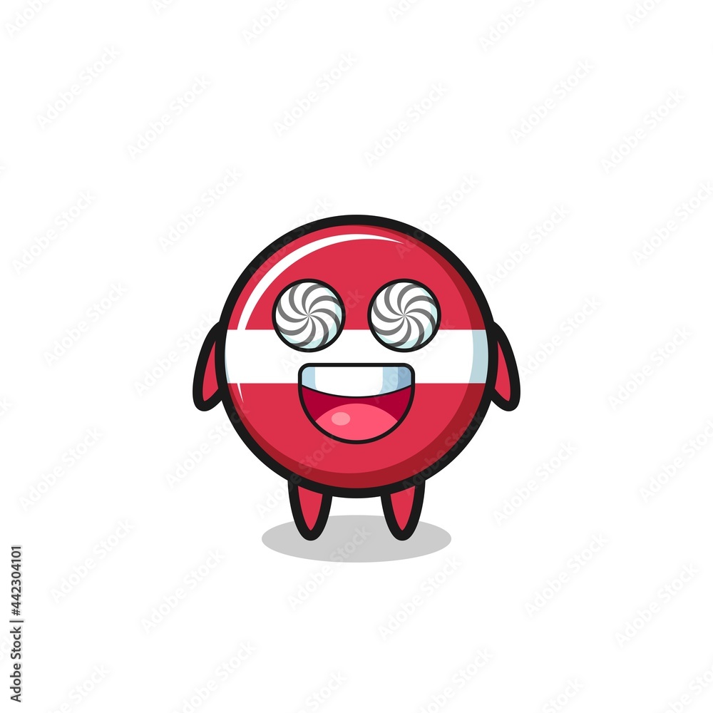 Obraz premium cute latvia flag badge character with hypnotized eyes