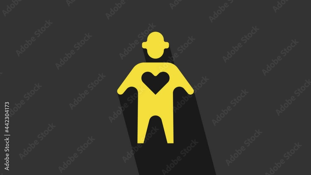 Yellow Volunteer icon isolated on grey background. 4K Video motion graphic animation Yellow Volunteer icon isolated on grey background. 4K Video motion graphic animation
