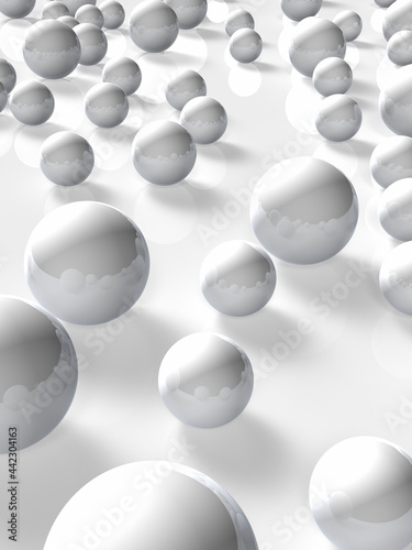 Fototapeta Naklejka Na Ścianę i Meble -  大小様々な白いボール。それは多様性を表す。3Dレンダリング。