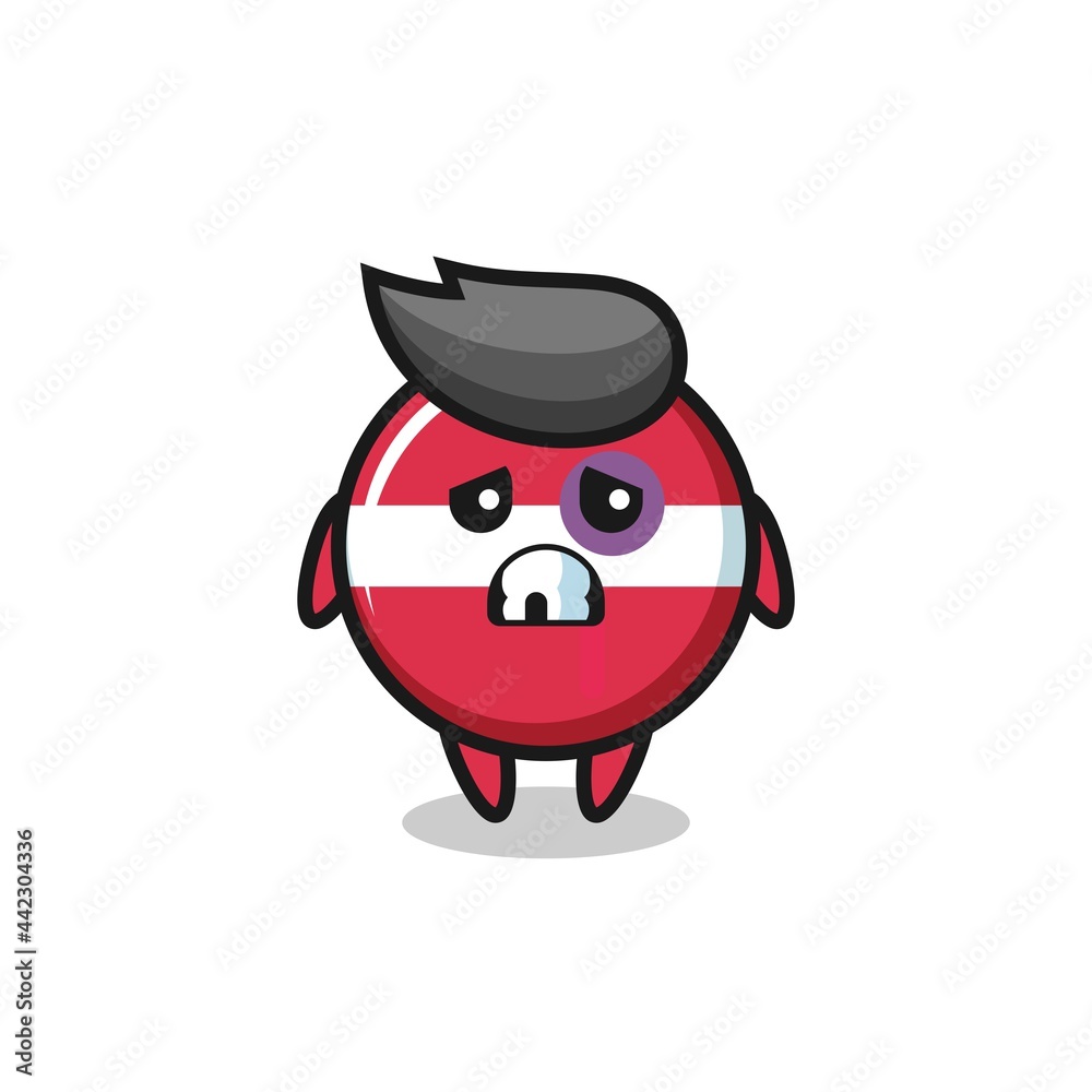 injured latvia flag badge character with a bruised face