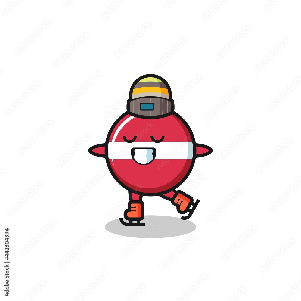 latvia flag badge cartoon as an ice skating player doing perform latvia flag badge cartoon as an ice skating player doing perform