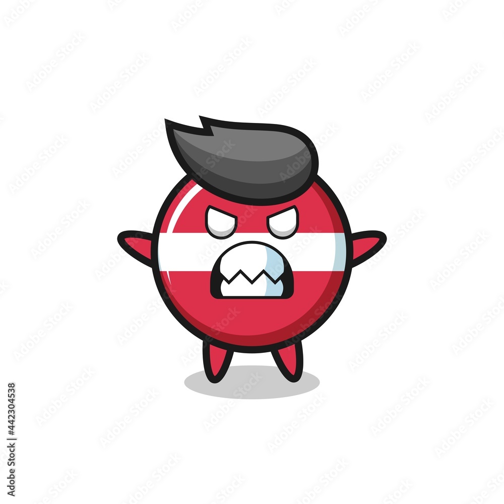 wrathful expression of the latvia flag badge mascot character wrathful expression of the latvia flag badge mascot character