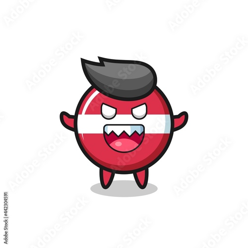 illustration of evil latvia flag badge mascot character