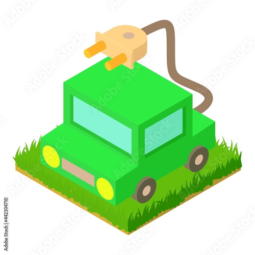 Electric car icon isometric vector. Ecological automobile. Alternative eco transport