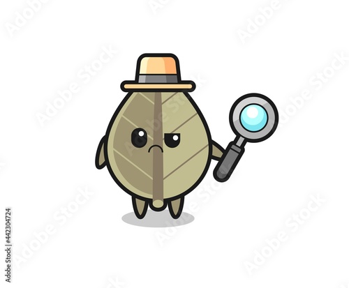 the mascot of cute dried leaf as a detective