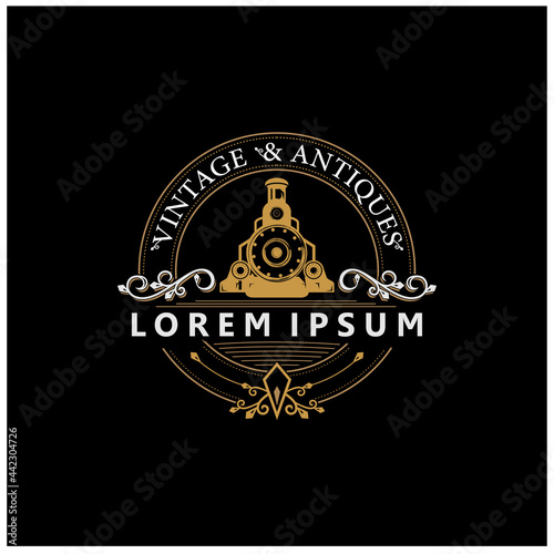 Locomotive logo illustration  vintage style emblem