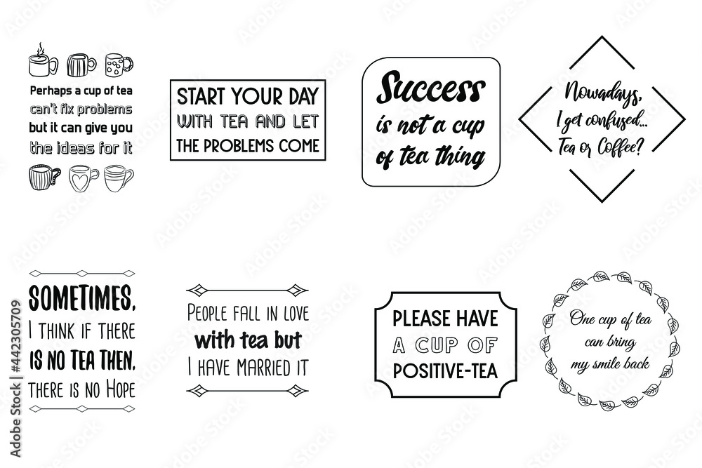 Set of vector quotes about tea