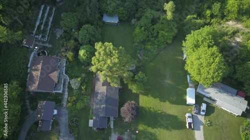 A 4K aerial shot of a Port Bruce Provincial Park in Aylmer, Ontario, Canada on a sunny day photo