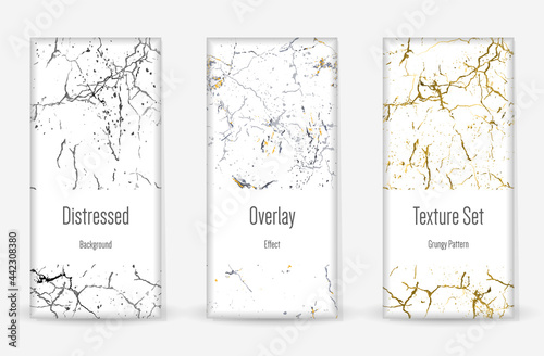 Distress Grunge Texture Set. Scratched Dirt Print.