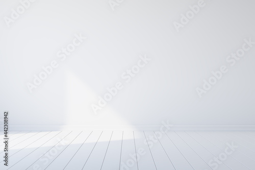 Empty white room with woode...