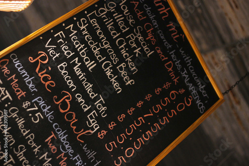 Fotografija Menu in Vietnamese Sandwich Shop featuring Bahn mi sandwiches