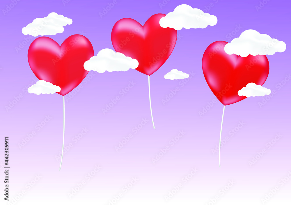 background sky blue with red heart