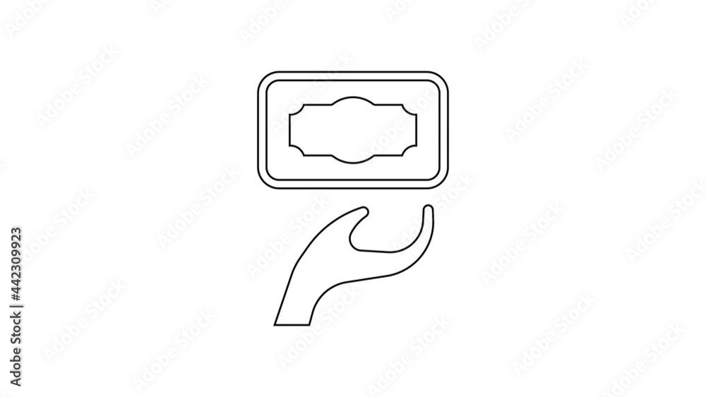 Black line Donation and charity icon isolated on white background. Donate money and charity concept. 4K Video motion graphic animation Black line Donation and charity icon isolated on white background. Donate money and charity concept. 4K Video motion graphic animation