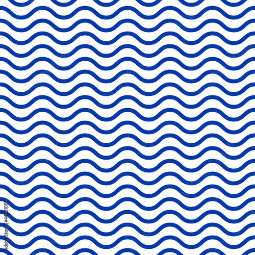 Vector seamless pattern blue line zigzag on white background.