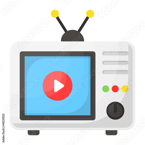 Retro TV Set Concept, Broadcasting Device Vector Color Icon Design, Video blogger Symbol, photographer or videography equipment Sign, Filmography and Cinematography Stock illustration
