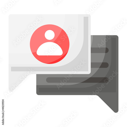 Discussion Bubble Concept, Comments and Reviews Vector Color Icon Design, Video blogger Symbol, photographer or videography equipment Sign, Filmography and Cinematography Stock illustration