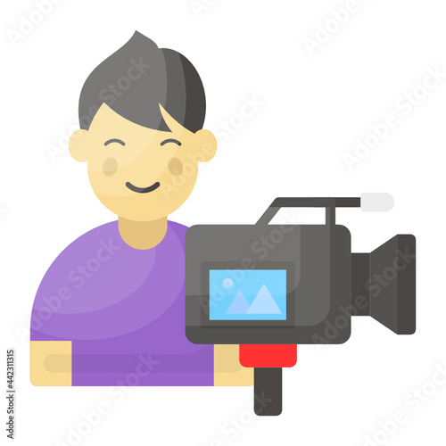 Public Figure Concept, content creator Vector Color Icon Design, Video blogger Symbol, photographer or videography equipment Sign, Filmography and Cinematography Stock illustration