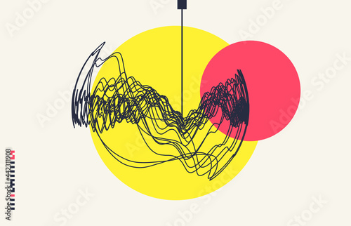 Abstract scribble or doodle. Chaotic difficult process way. Vector illustration in  japanese style.