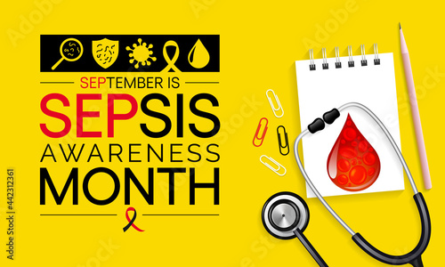Sepsis awareness month is observed every year in September,  it happens when an infection you already have triggers a chain reaction throughout your body. Vector illustration