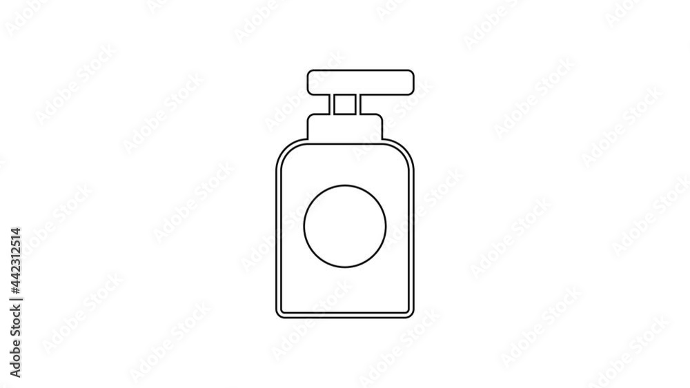 Black line Tube of hand cream icon isolated on white background. 4K Video motion graphic animation Black line Tube of hand cream icon isolated on white background. 4K Video motion graphic animation