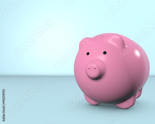 3D pink pig with place for text. 3D piggy bank . 3D render