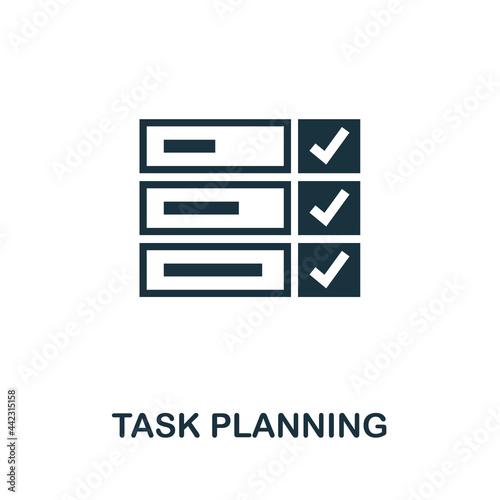 Task Planning icon. Simple creative element. Filled monochrome Task Planning icon for templates, infographics and banners