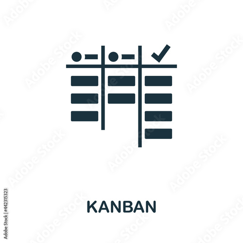 Kanban icon. Simple creative element. Filled monochrome Kanban icon for templates, infographics and banners
