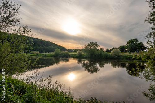 Landscape on river Weser  Germany ..