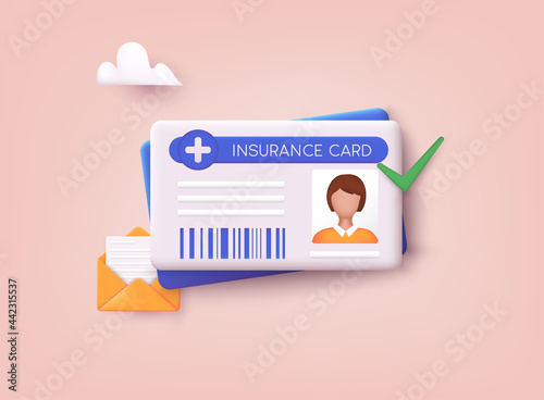 Medical insurance card icon. 3D Web Vector Illustrations.