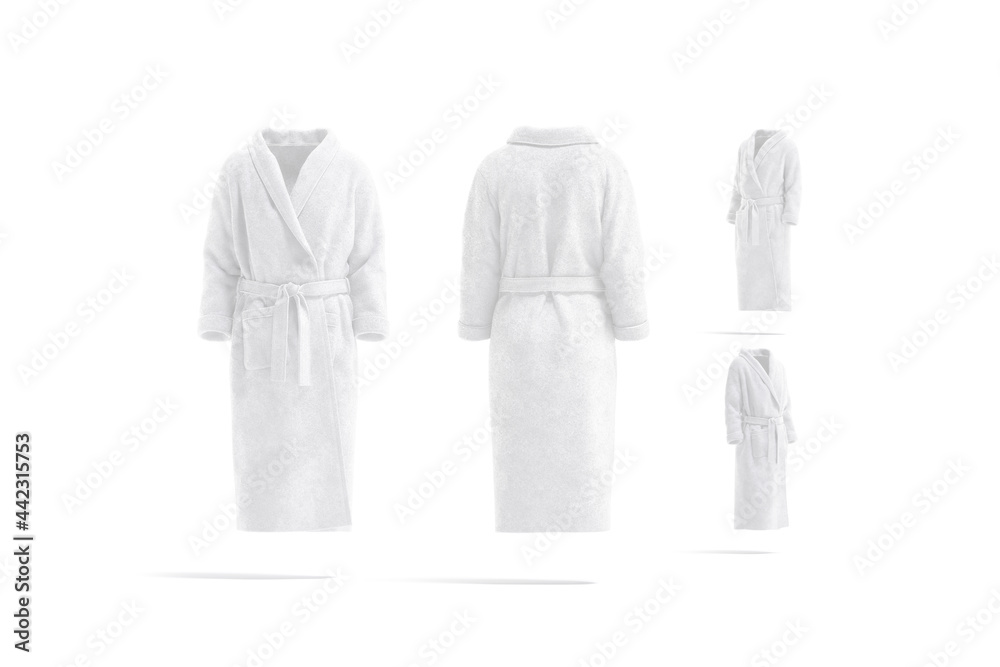 Blank white hotel bathrobe mock up, different views Blank white hotel bathrobe mock up, different views