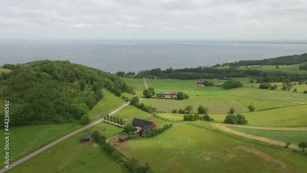 Aerial view of farm on Aerial view of farm on