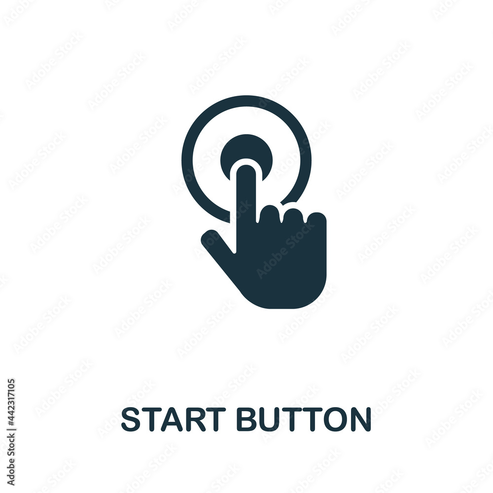Start Button icon. Simple creative element. Filled monochrome Start Button icon for templates, infographics and banners Start Button icon. Simple creative element. Filled monochrome Start Button icon for templates, infographics and banners