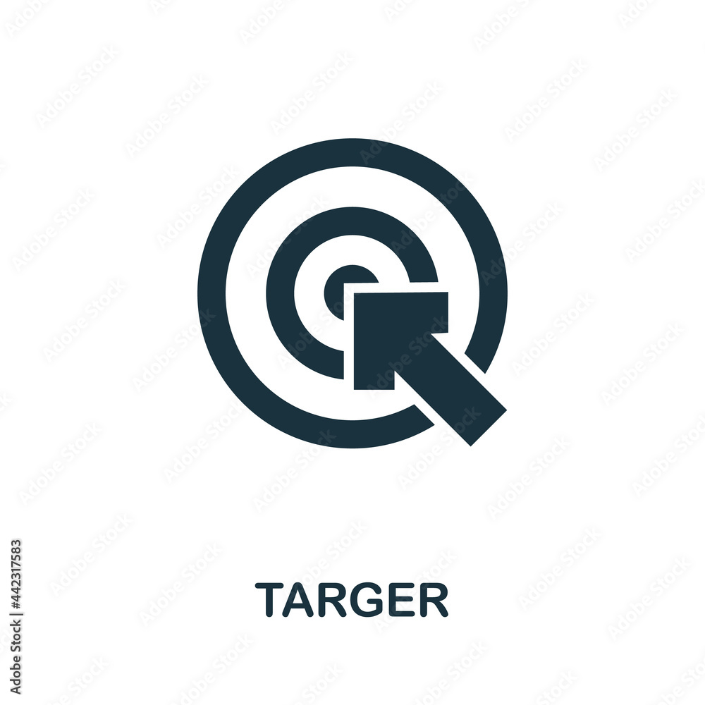Target icon. Simple creative element. Filled monochrome Target icon for templates, infographics and banners Target icon. Simple creative element. Filled monochrome Target icon for templates, infographics and banners