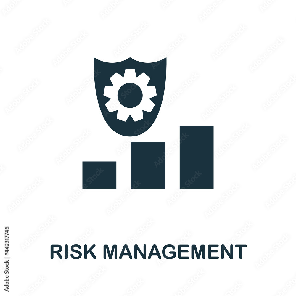 Risk Management icon. Simple creative element. Filled monochrome Risk Management icon for templates, infographics and banners Risk Management icon. Simple creative element. Filled monochrome Risk Management icon for templates, infographics and banners