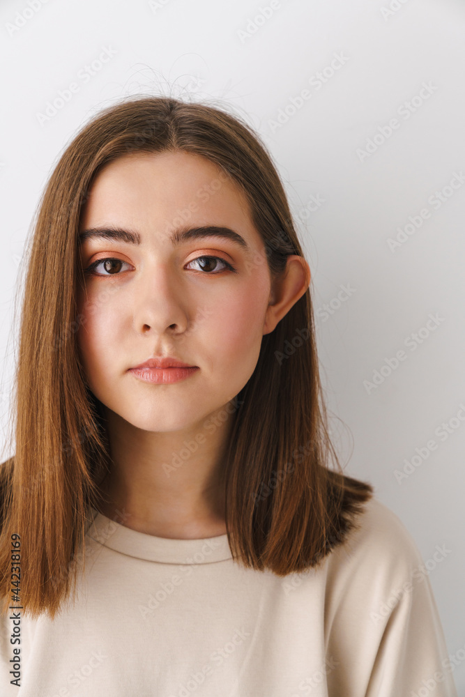 Portrait of a young red haired white casual woman Portrait of a young red haired white casual woman